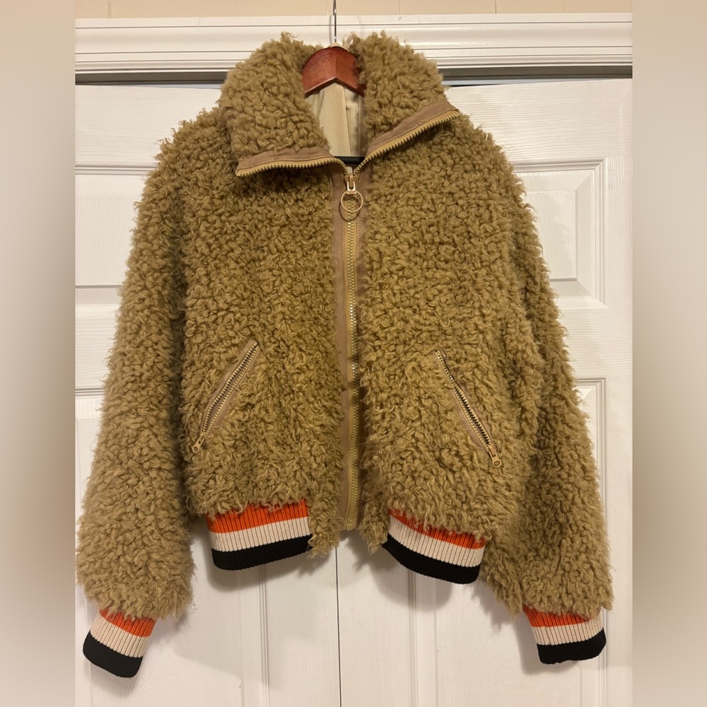 Free People Tan teddy bear jacket